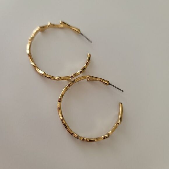 Earrings 𝅺Gold Tone Branch Hoop Earrings #0024 - Picture 3 of 8